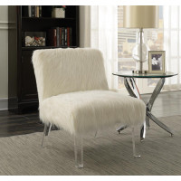 Coaster Furniture 904059 Faux Sheepskin Upholstered Accent Chair White